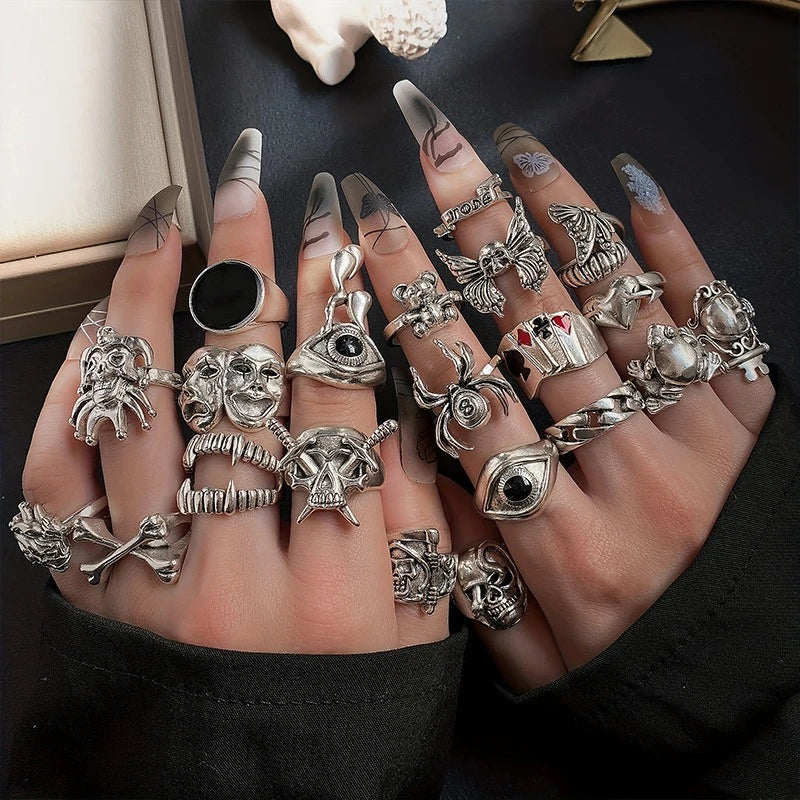 Set Bagues Gothic Skull