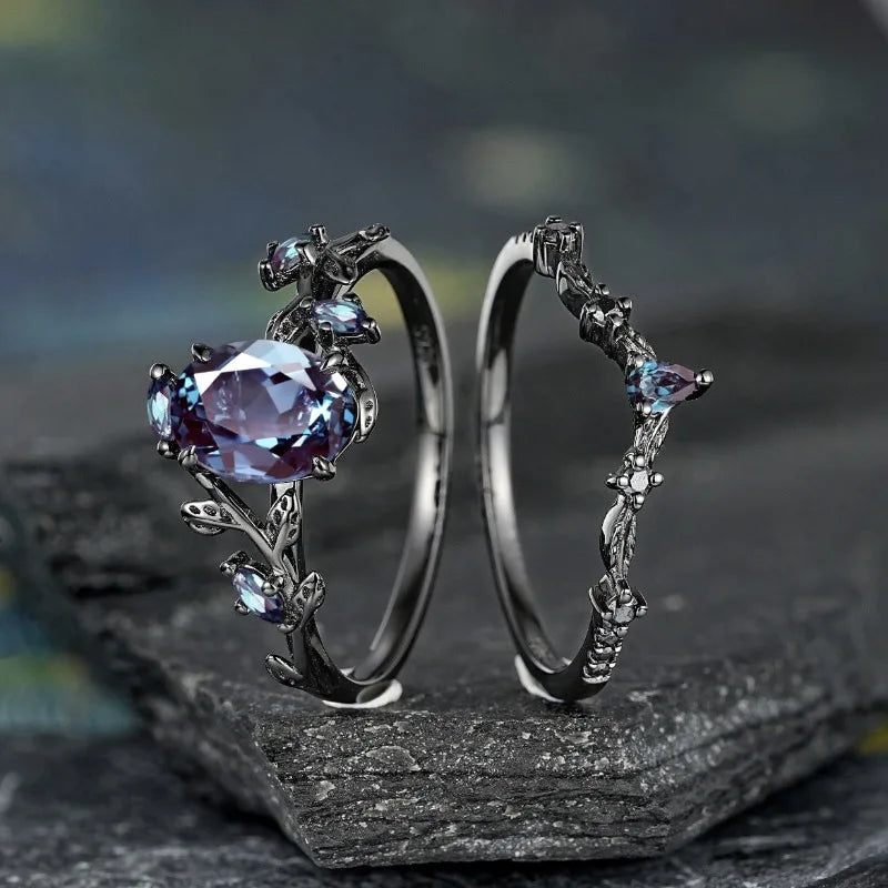 Bague Fleur Pierre Bleue