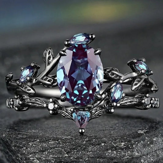 Bague Fleur Pierre Bleue