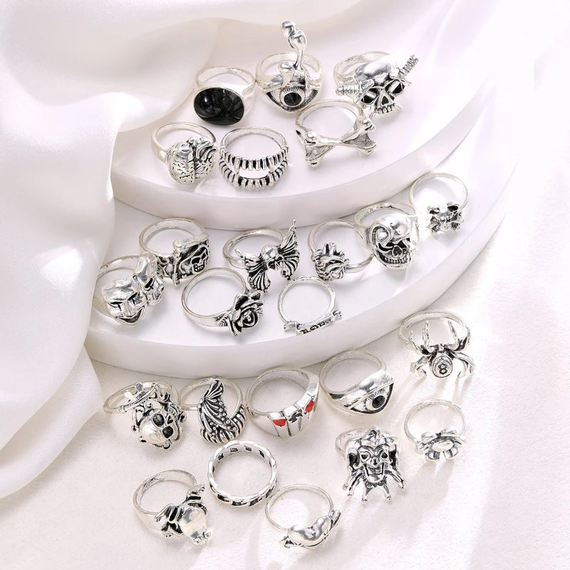 Set Bagues Gothic Skull