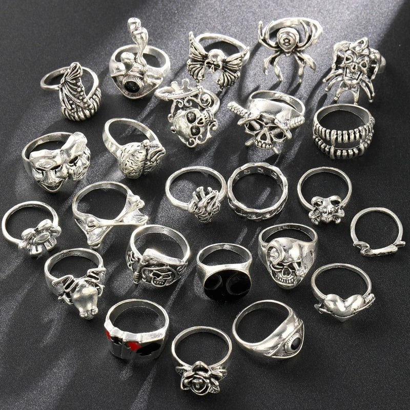 Set Bagues Gothic Skull