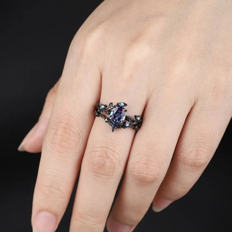 Bague Fleur Pierre Bleue